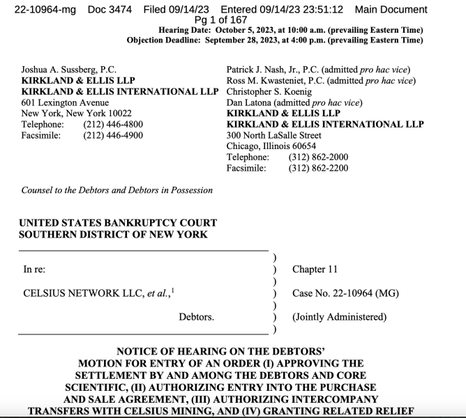 Celsius and Core Scientific propose $45M settlement for litigation