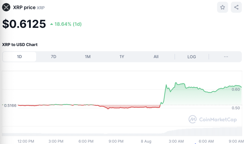 Crypto Prices Today August 8: BTC Holds Above $57K, XRP Rallies 20%